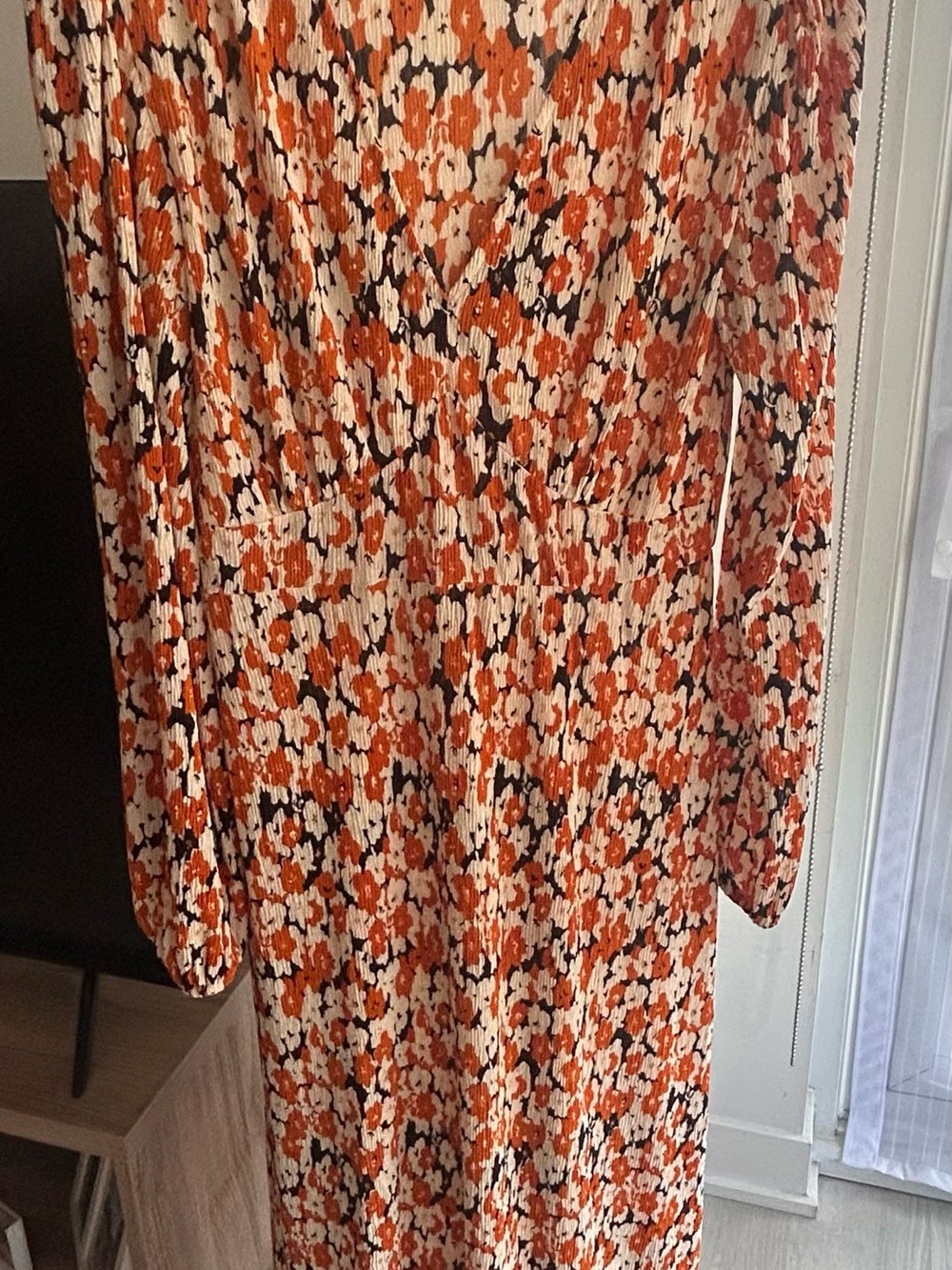 Mango Orange Floral Long-Sleeve Maxi Dress